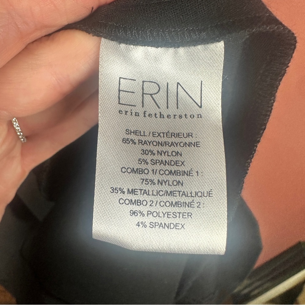ERIN by Erin Fetherston Black Long Sleeve Dress with Lace and Collar Size 6 - Picture 5 of 9